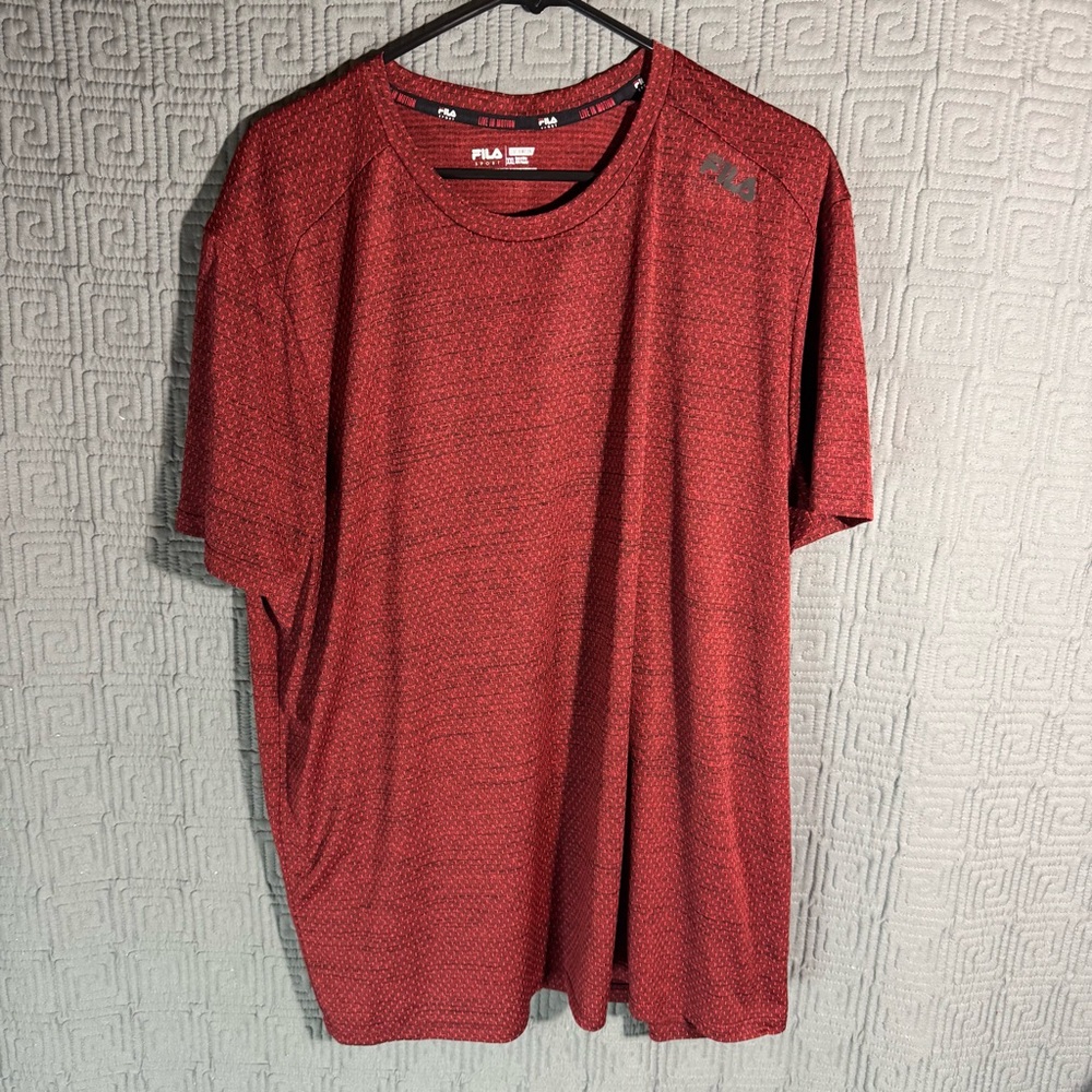 Fila Sport T-Shirt Men’s XXL Red Live In Motion Polyester Short Sleeve Crew Neck